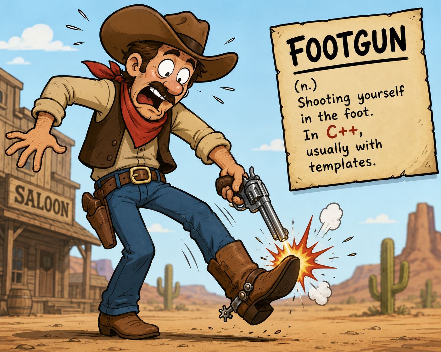Footgun: att skjuta sig själv i foten, i C++ oftast med templates