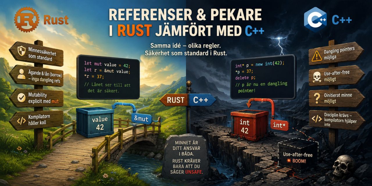 Referenser & pekare i Rust jämfört med C++