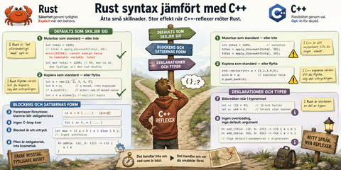 Rust syntax jämfört med C++